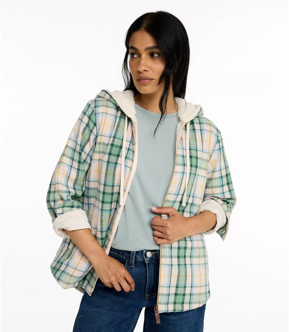 LSLJS Flannel Shirt Jacket for Women – Zip-Up Plaid Shacket