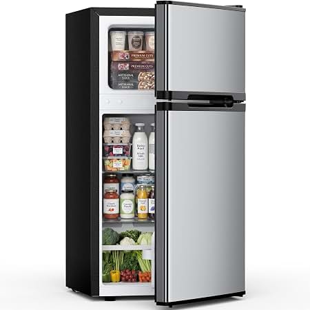 3.5 Cu. Ft. 2-Door Mini Fridge Freezer, Silver