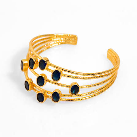 CLEO Be Bold Be You Wide Cuff – Gold Plated Blue Enamel Bracelet