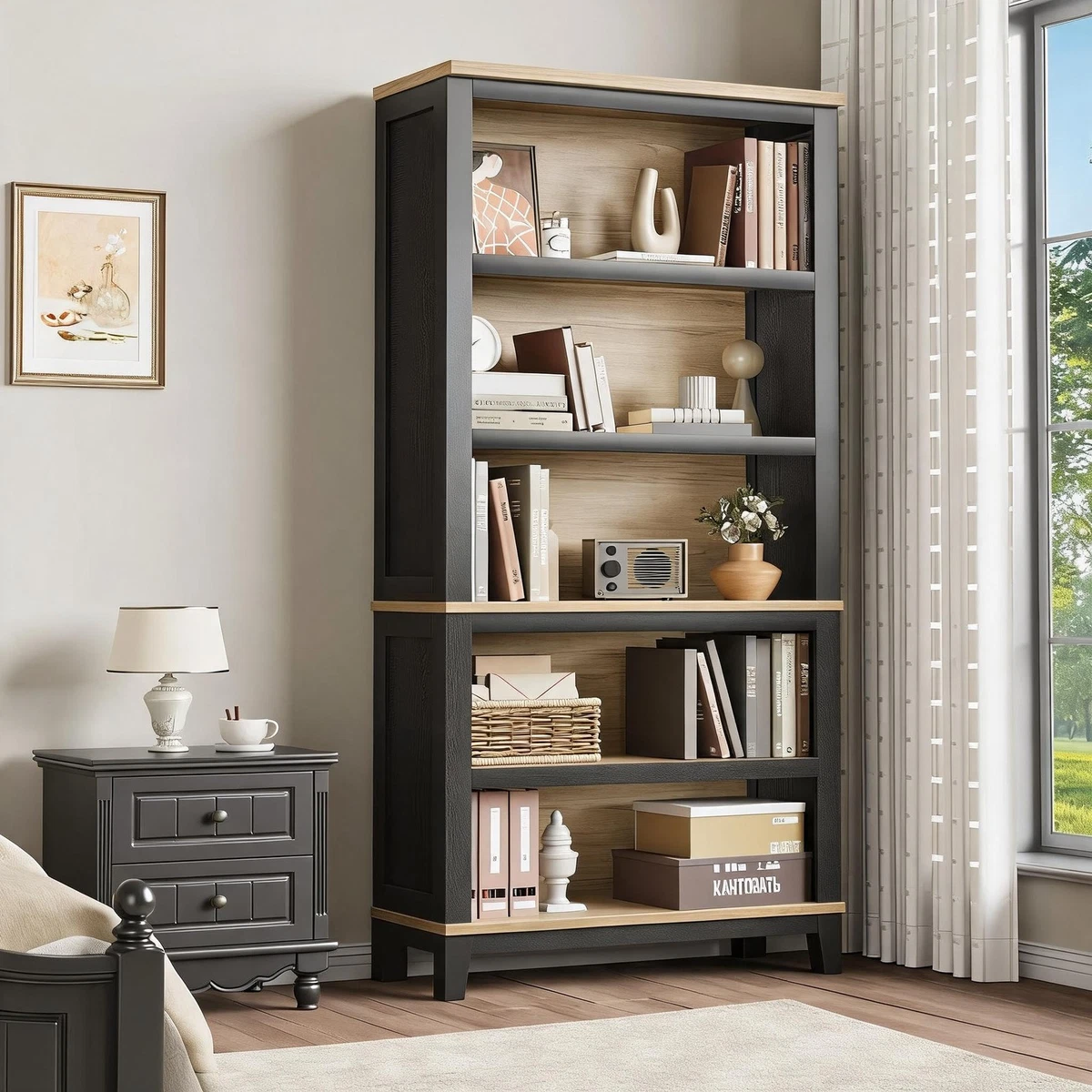 Casacomoda 5-Tier Vintage Bookshelf Storage Shelving Unit