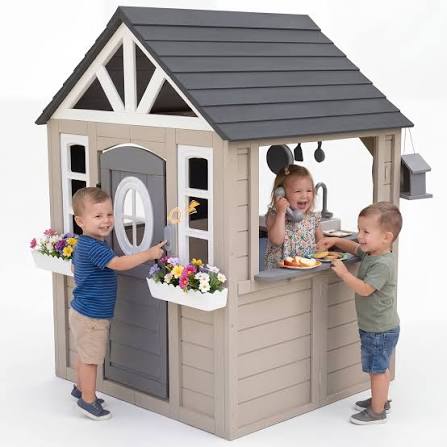 Aikidkit Outdoor Wooden Playhouse with BBQ Grill & Pizza Oven